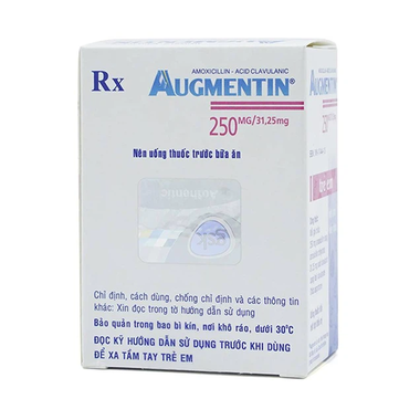 Bột pha hỗn dịch Augmentin 250mg/31.25mg điều trị nhiễm khuẩn ngắn hạn (12 gói)