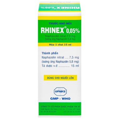 Thuốc nhỏ mũi Rhinex 0.05% giảm sung huyết viêm mũi (15ml)