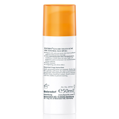 Kem chống nắng Eucerin Sun Gel-Cream Oil Control Spf 50+ cho da dầu mụn (50ml)