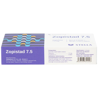 Thuốc Zopistad 7.5 Stella Pharm hỗ trợ điều trị chứng mất ngủ (10 viên)