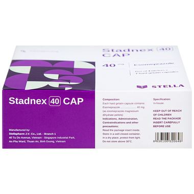 Thuốc Stadnex 40 CAP điều trị trào ngược dạ dày (4 vỉ x 7 viên)
