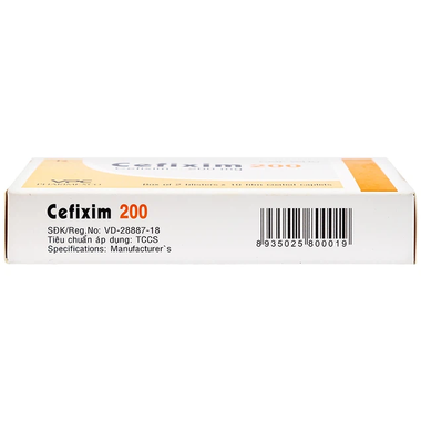 Thuốc Cefixim 200mg VPC trị nhiễm khuẩn (2 vỉ x 10 viên)