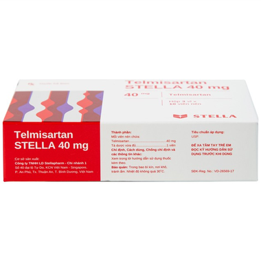 Thuốc Telmisartan Stella 40mg điều trị, phòng ngừa bệnh tim mạch (3 vỉ x 10 viên)