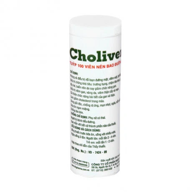 Thuốc Choliver hỗ trợ điều trị viêm gan, rối loạn đường mật (100 viên)
