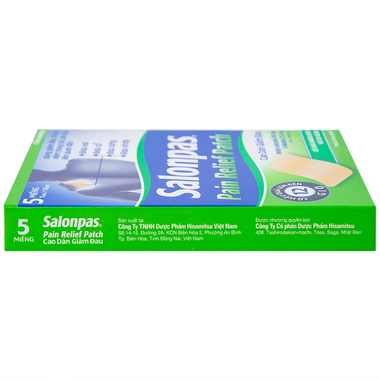 Cao dán Salonpas Pain Relief Patch giúp giảm đau, kháng viêm (5 miếng)