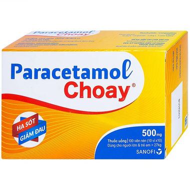 Thuốc Paracetamol Choay 500mg Sanofi hỗ trợ giảm đau, hạ sốt (10 vỉ x 10 viên)