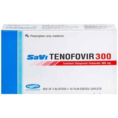 Thuốc Savi Tenofovir 300mg hỗ trợ điều trị HIV, viêm gan B (3 vỉ x 10 viên)