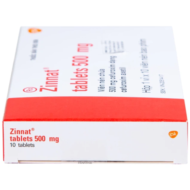 Thuốc Zinnat 500mg điều trị nhiễm khuẩn do các vi khuẩn nhạy cảm (1 vỉ x 10 viên)
