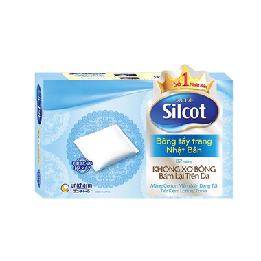 Bông trang điểm Silcot giúp loại bỏ sạch tạp chất và cặn trang điểm trên da (hộp 82 miếng)