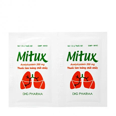 Thuốc Mitux 200mg DHG làm loãng chất nhầy đường hô hấp (24 gói)