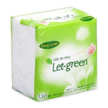 Khăn ăn cao cấp Let-green trắng sạch, mềm mịn, bền dai 100 tờ