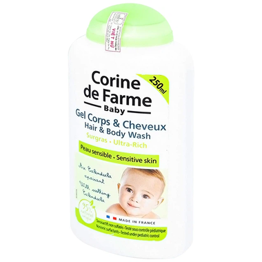 Sữa tắm cho bé gội Corine De Farme Baby Hair &amp; Body Wash cho mọi loại da (Chai 250ml)