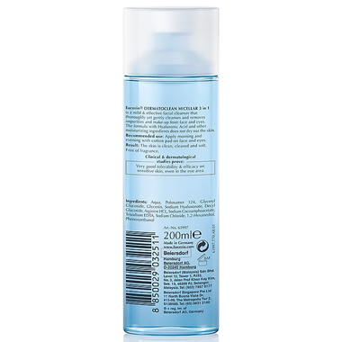 Nước tẩy trang Eucerin DermatoClean Micellar Cleansing Fluid 3in1 làm sạch bụi bẩn và lớp trang điểm cho da nhạy cảm (Chai 200ml)