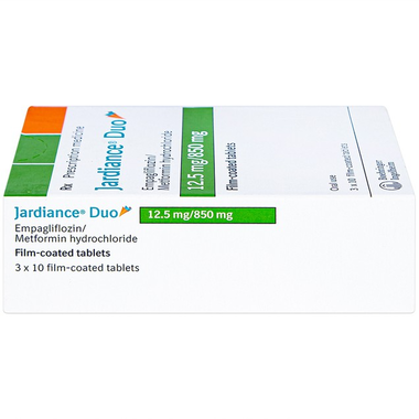 Thuốc Jardiance Duo 12.5mg/850mg Boehringer điều trị tiểu đường type 2 (3 vỉ x 10 viên)