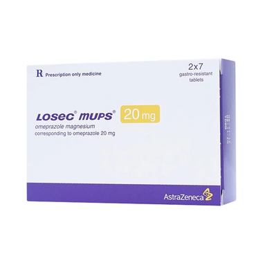 Thuốc Losec Mups 20mg AstraZeneca điều trị loét tá tràng, loét dạ dày (14 viên)