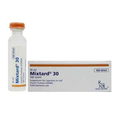 Hỗn dịch tiêm Mixtard 30 100IU/ml trị đái tháo đường (1 lọ x 10ml)