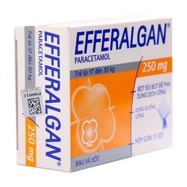 Bột sủi Efferalgan 250mg giảm đau đầu, trị cúm (12 gói)