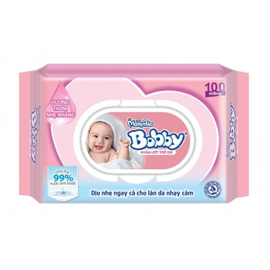 Khăn ướt em bé Bobby hương thơm nhẹ nhàng gói 100 miếng
