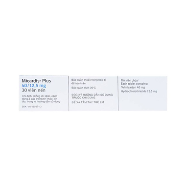 Thuốc Micardis Plus 40/12.5mg Boehringer điều trị bệnh tăng huyết áp (30 viên)