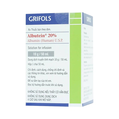 Dịch truyền Albutein 20% Alpha phục hồi tăng thể tích máu (50ml)
