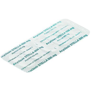 Thuốc Acyclovir Stella 800mg điều trị nhiễm virus Herpes Simplex (7 vỉ x 5 viên)