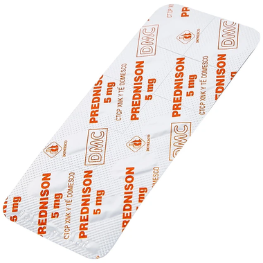 Thuốc Prednison 5mg Domesco điều trị viêm khớp dạng thấp, lupus ban đỏ (100 viên)
