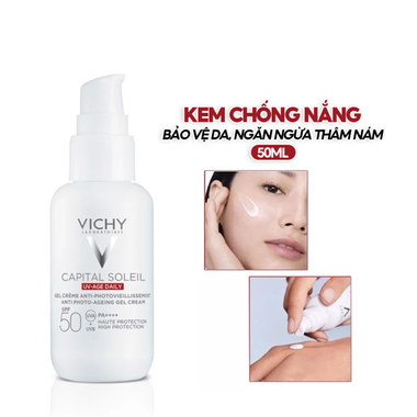 Kem chống nắng bảo vệ da ngăn ngừa thâm nám Vichy Capital Soleil UV Age Daily Anti Photo-ageing Gel Cream SPF50 (50ml)