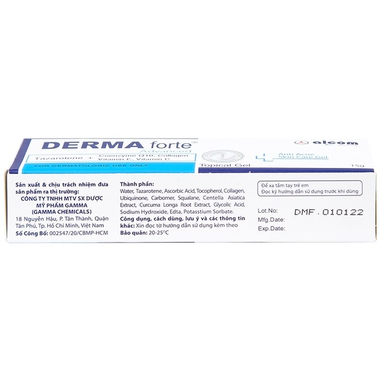 Gel Derma Forte hỗ trợ điều trị các loại mụn, ngừa thâm, mờ sẹo, dưỡng da (Tuýp 15g)