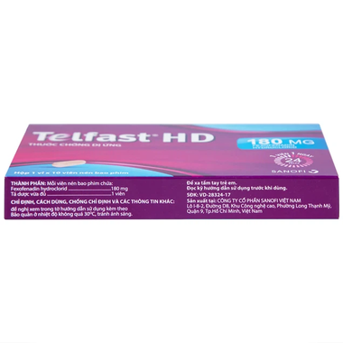 Thuốc Telfast HD 180mg hỗ trợ điều trị viêm mũi dị ứng, mày đay (1 vỉ x 10 viên)