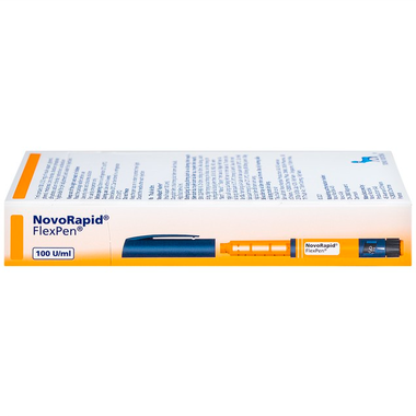 Bút tiêm Novorapid FlexPen 100UI/ml Novo Nordisk hỗ trợ kiểm soát đường huyết (5 cây)