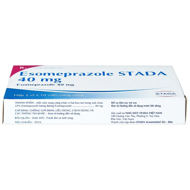 Thuốc Esomeprazole 40mg Stada điều trị viêm loét dạ dày, tá tràng (2 vỉ x 10 viên)