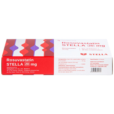Thuốc Rosuvastatin Stella 20mg điều trị rối loạn lipid máu (3 vỉ x 10 viên)
