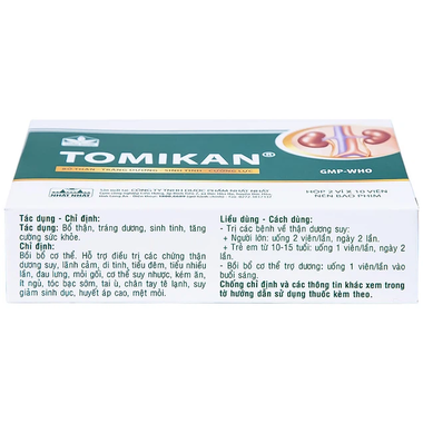 Thuốc Tomikan Nhất Nhất điều trị các chứng thận dương suy (2 vỉ x 10 viên)