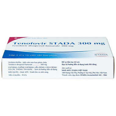 Thuốc Tenofovir Stada 300mg điều trị nhiễm HIV-1, viêm gan siêu vi B (3 vỉ x 10 viên)