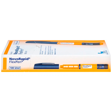 Bút tiêm Novorapid FlexPen 100UI/ml Novo Nordisk hỗ trợ kiểm soát đường huyết (5 cây)