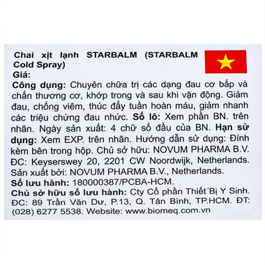 Chai xịt Starbalm Cold Spray làm lạnh giảm đau, chống viêm (150ml)