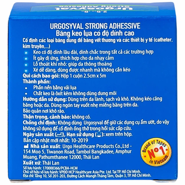 Băng keo lụa Urgosyval 2,5cm x 5m độ dính cao hỗ trợ bảo vệ vết thương