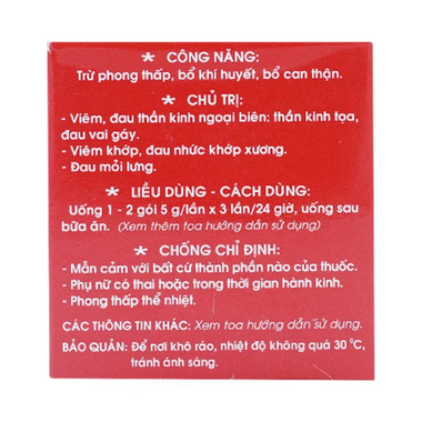 Thuốc Didicera Traphaco hỗ trợ trừ phong thấp, bổ khí huyết, bổ can thận (10 gói x 5g)