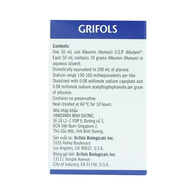 Dịch truyền Albutein 20% Alpha phục hồi tăng thể tích máu (50ml)