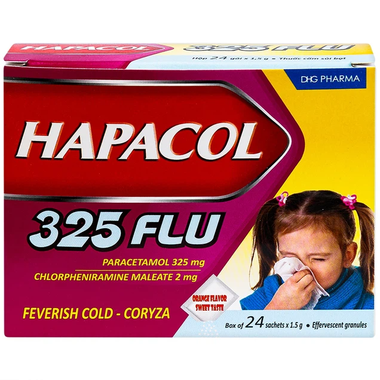 Thuốc Hapacol 325 Flu DHG giúp giảm cảm, sổ mũi (24 gói)