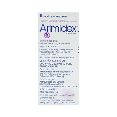 Thuốc Arimidex 1mg AstraZeneca hỗ trợ điều trị ung thư vú tiến triển (28 viên)