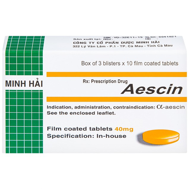 Thuốc Aescin 40mg Minh Hải hỗ trợ điều trị thiểu năng tĩnh mạch mãn tính (30 viên)