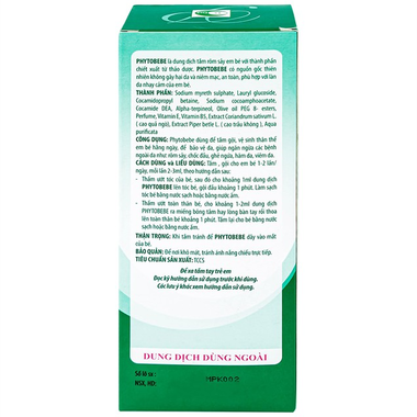 Dung dịch tắm PhytoBebe có tác dụng kháng khuẩn và kháng nấm, bảo vệ da cho bé (Chai 250ml)