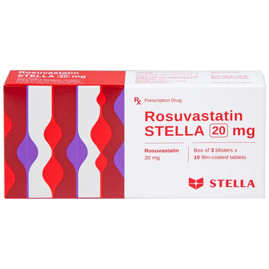 Thuốc Rosuvastatin Stella 20mg điều trị rối loạn lipid máu (3 vỉ x 10 viên)