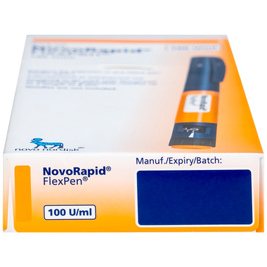 Bút tiêm Novorapid FlexPen 100UI/ml Novo Nordisk hỗ trợ kiểm soát đường huyết (5 cây)