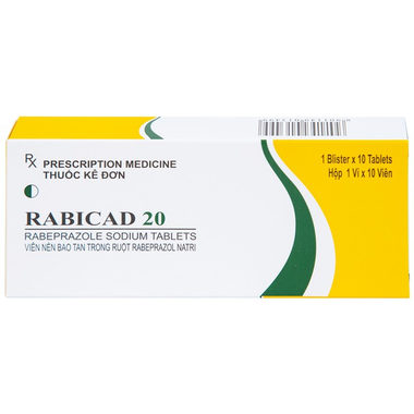 Thuốc Rabicad 20mg Cadila điều trị viêm loét dạ dày, tá tràng (10 viên)