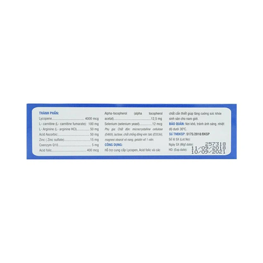 Thực phẩm bảo vệ sức khỏe SpermQ (6 vỉ x 10 viên)