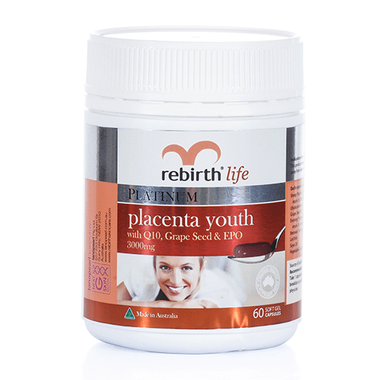 Thực phẩm bảo vệ sức khỏe viên nhau thai cừu Rebirht Platinum Placeta Youth 3000mg (60 viên)