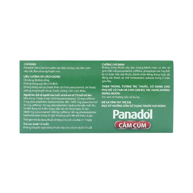 Thuốc Panadol Cảm Cúm giảm các chứng cảm cúm (15 vỉ x 12 viên)