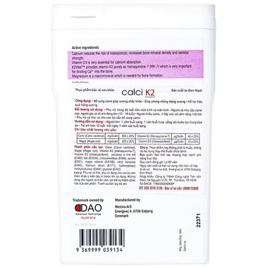 Thực phẩm bảo vệ sức khỏe Calci K2 (60 viên)